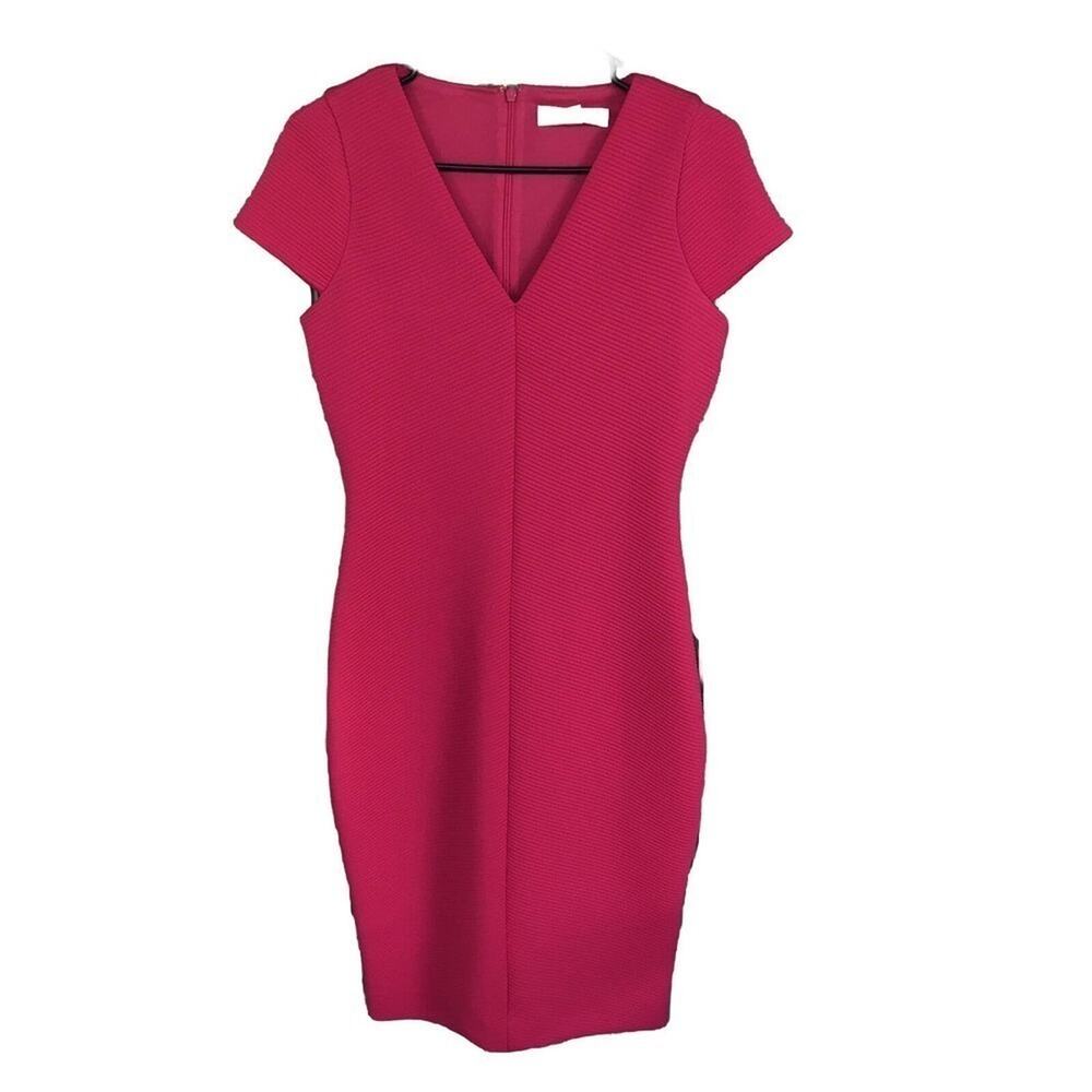 Michael Kors BodyCon Dress SzS Pink Cap Sleeves MSRP $140 Knit Knee Length NWT